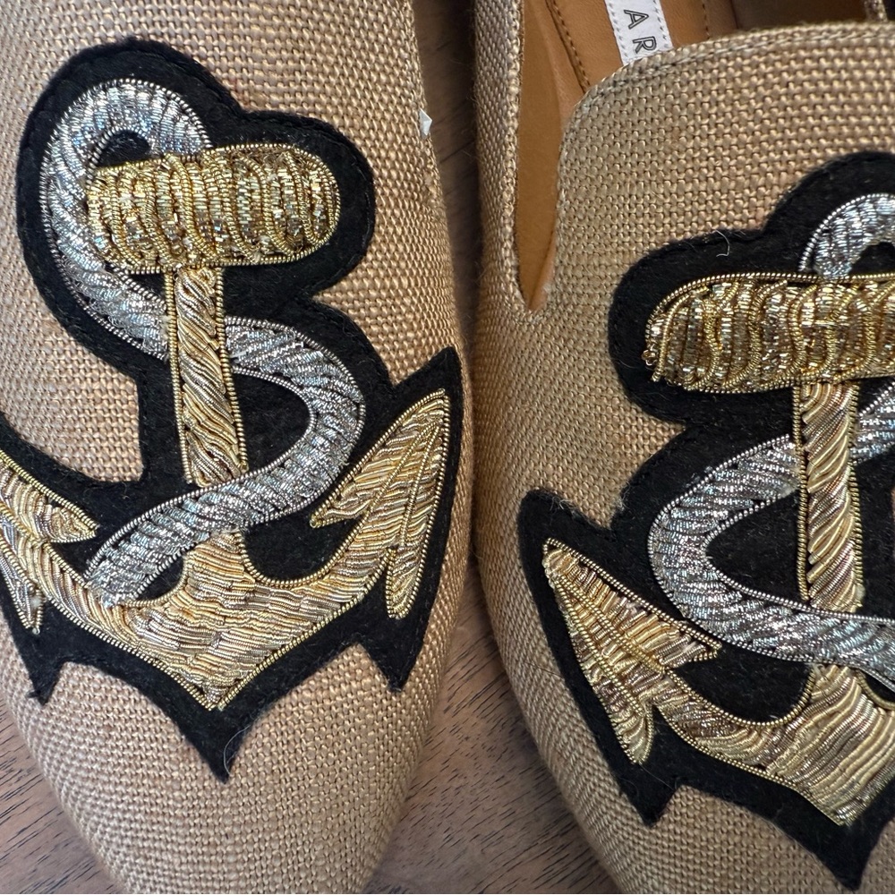 Veronica Beard  Black and Tan Embroidered Loafers NEW 1 Box original - Picture 3 of 10